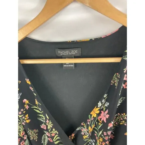 Rachel Zoe Floral Print Tie Waist Midi Dress Size Large - Picture 3 of 4